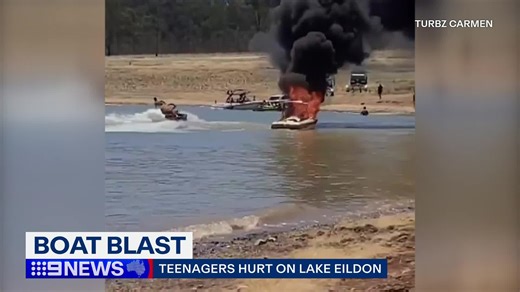 Two teenagers have been flown to hospital after their boat exploded into flames on Lake Eildon. #9News | 9 News Melbourne