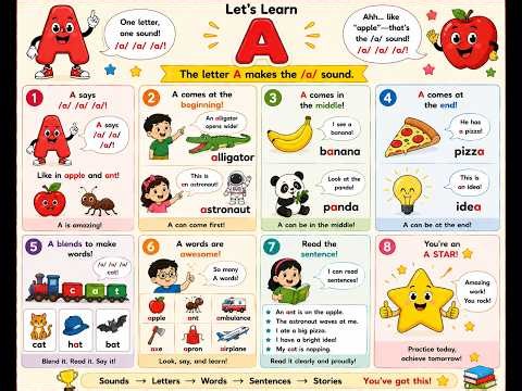 🔤 Learn the Letter A Sound | Phonics for Kids | Beginning, Middle & Ending Sounds