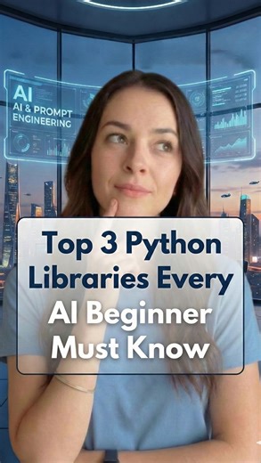 Logicmojo on Instagram: "Top 3 Python Libraries for AI Beginners #python #ai #logicmojo #numpy #pandas Starting AI with Python can feel confusing, but you don’t need 50 tools. In this Shorts video, I break down the top 3 Python libraries every AI beginner must know: ✅ Pandas — clean and prepare real-world data ✅ scikit-learn — train and evaluate your first ML model ✅ Matplotlib — visualize results and understand what’s happening Quick workflow: Data → Clean → Train → Evaluate → Visualize Try thi
