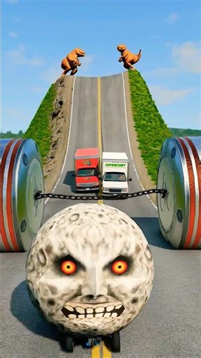 Cars & Cargo Vans vs Chained Hydraulic - BeamNG.drive
