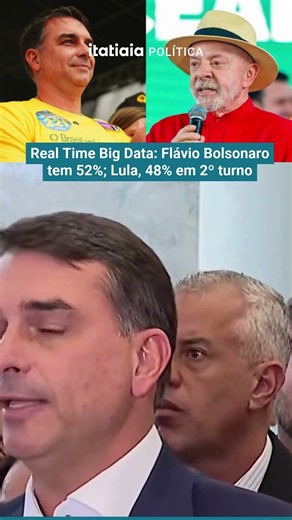 REAL TIME BIG DATA: FLÁVIO BOLSONARO TEM 52%; LULA, 48%, EM 2º TURNO