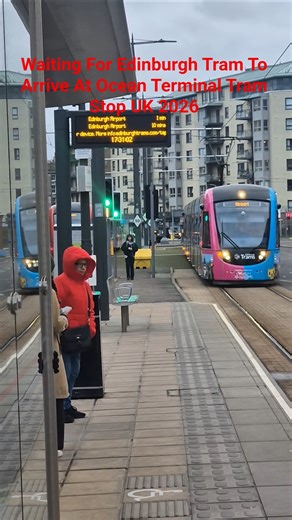 Waiting For Edinburgh Tram To Arrive At Ocean Terminal Tram Stop UK 2026 #trams #edinburghtravel #uk