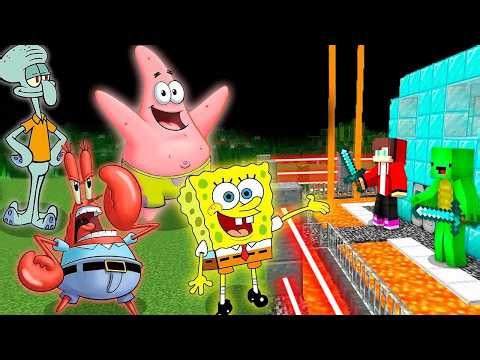 SPONGEBOB and PATRICK vs Security House JJ and Mikey in Minecraft Maizen Challenge