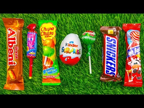 ASMR Most Popular Candys / some lots of colorful rainbow lollipop candy / unpacking chocolate eat