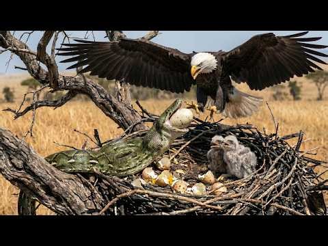 Mother Eagle vs African Python : A Mother's Desperate Fight to Save Her Chicks
