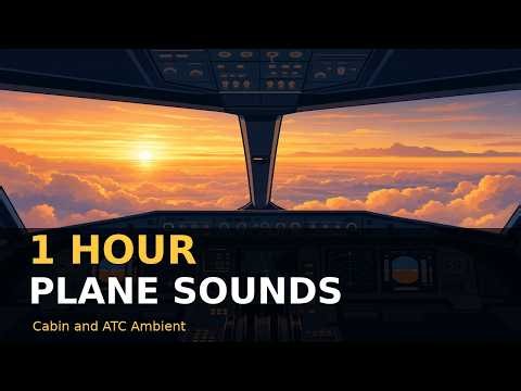 1 Hour Airplane Cabin and ATC Ambient Sounds - Sleep, Study, Focus
