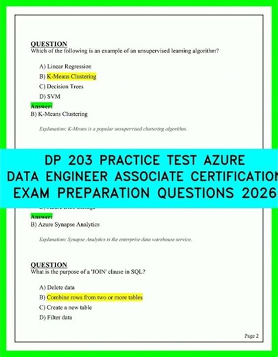 DP-203 Practice Test 2026: Azure Data Engineer Certification Prep Questions and Solutions