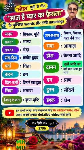 3796 | Aaj hai pyar ka faisla | Song meanings | Leader | Parwa | Muqaddar | Mukaddar | Qadam
