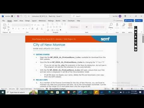 New Perspectives Excel 2019 | Module 1: SAM Project 1b City of New Monroe #newperspectives