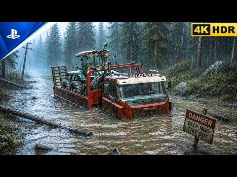 Delivering a Tractor Through Deep Mud | Immersive Gameplay SnowRunner