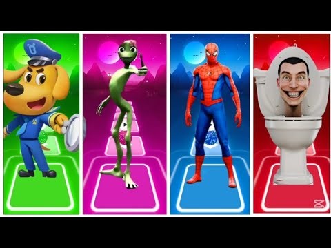 Sheriff Labrador vs Alien dance vs Spiderman vs Skibidi Tualet /Tiles hop edm coffin dance