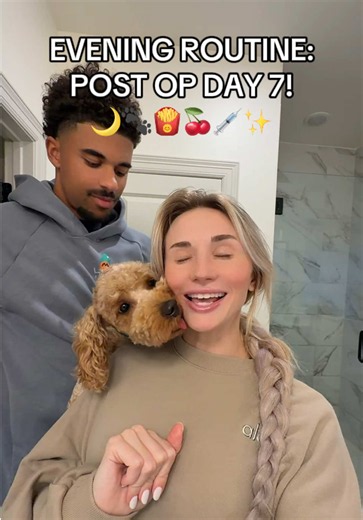 EVENING ROUTINE DAY 7!!!🌙😏🍒💉✨🐾🥹 #nightroutine #spendthedaywithme #vlog #conewithme #postop @Ben Smith