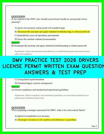 2026 DMV Permit Test Questions and Answers: Complete Driver's License Written Exam Prep