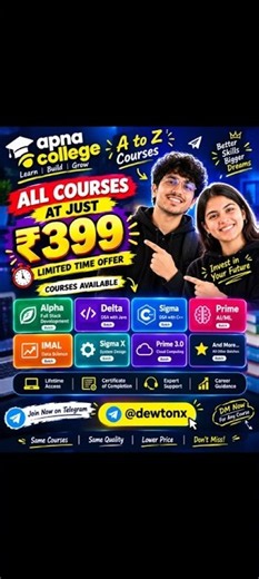 🔥 Apna College All Courses at Just ₹399 😱 | SigmaX, Alpha, Delta, Prime & More! Limited Time Offer 🚀