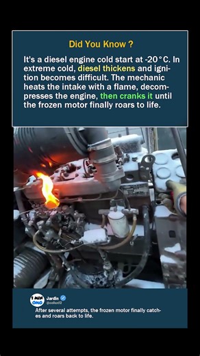 This is what starting a diesel engine at –20°C looks like