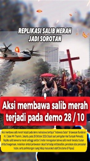 Red cross carried during student protest in Jakarta on October 28