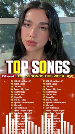 Maroon 5, Bruno Mars, Adele, Ed Sheeran, Dua Lipa, Rihanna, The Weeknd 💥 Billboard Top 50 This Week