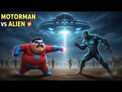 Alien Attack on Earth 😱 | Motorman Saved Village 💥 | Funny Superhero Story