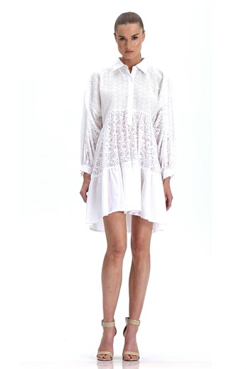 The Luxury White Shirt Dress Every Resort Wardrobe Needs � | Premium Cotton & Guipure Lace