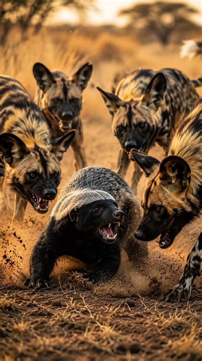 Honey Badger vs Wild Dogs | Fearless Battle That Shocked the Pack! 🦡🔥