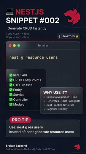 🚀 Generate CRUD in Seconds | NestJS Snippet #002