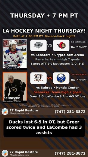 LA hockey night, double feature!