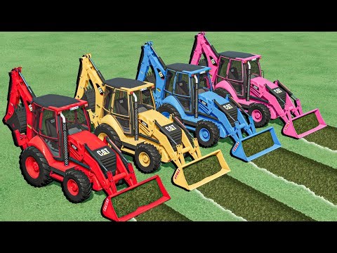 Work With COLORs - MEGA GRASS WORK with CAT BACKHOE LOADER ! FS25