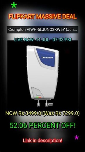 🚨 52.06% OFF! 🚨 Crompton AIWH-5LJUNO3KW5Y (Juno 5L) 5 L Instant Water Geyser | High Grade SS Tank...