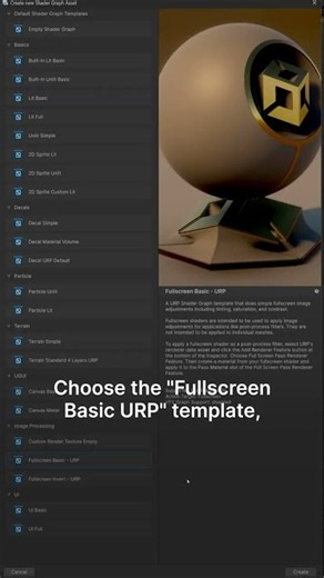 Shader Graph template browser