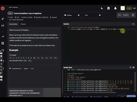 codewars python Count of positives sum of negatives