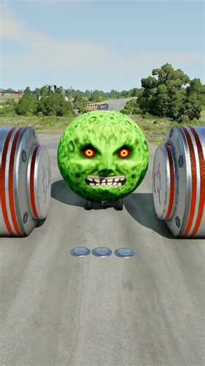 Long Colourful Capsule Buses vs Hydraulic Crush - BeamNG.drive