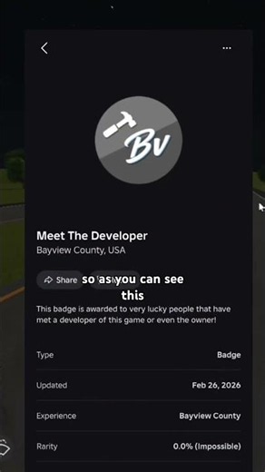 I met a dev inside of Bayview county and go awarded a badge to prove it!