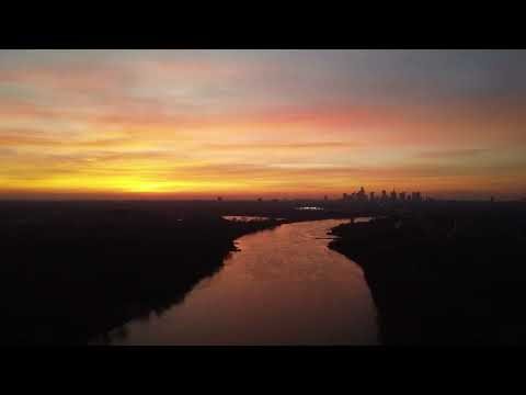 10 Hour of Peaceful Sunset Drone Views – City Over the River