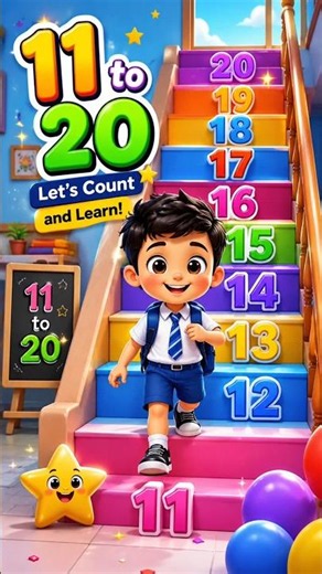 🔢 Learn Numbers 11 to 20 | Counting for Kids | Fun Cartoon Staircase Learning #Numbers11to20