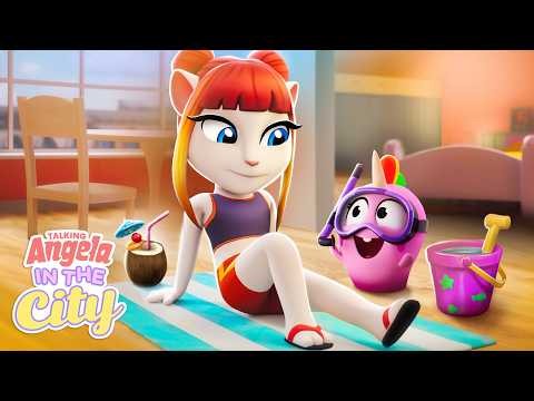 Beach Day at Home 🏖️ Talking Angela: In The City | Cartoons for Kids