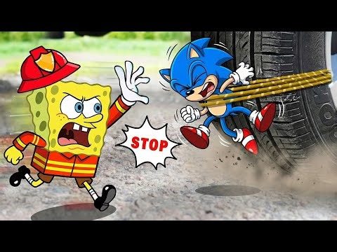 NOO WAY!! Experiment Car vs SpongeBob & Sonic | Crushing Crunchy & Soft Things | Woa Doodland