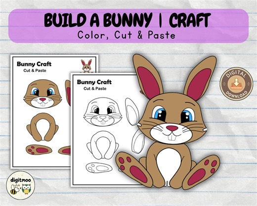 Easter Bunny Paper Craft | Spring Fine Motor Activity (digital Download) - Etsy