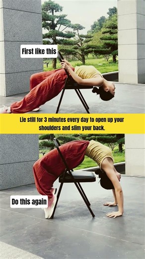 Beginner Backbend Hack: Lie Still For 3 Mins For A Slim Back! 🛌📐#backbend#shoulderworkout#posturefix
