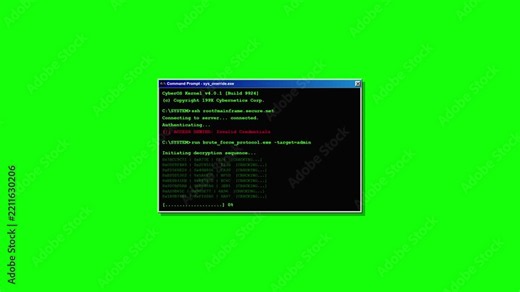 Hacking Success on a System Mainframe Displaying Access Granted After a Brute Force Protocol Cracks Security Credentials on a Command Prompt