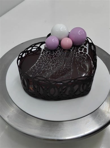 Heart-Shaped Chocolate Mirror Glaze Cake Tutorial