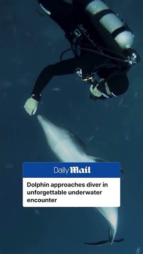 Dolphin approaches diver in unforgettable underwater encounter