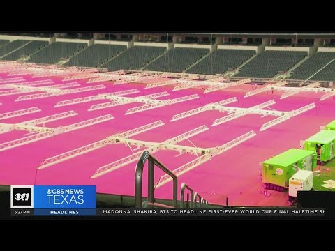 AT&T Stadium's transformation to soccer for the first FIFA World Cup match as Dallas Stadium.