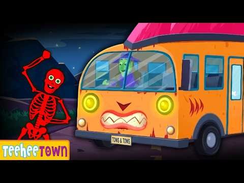 Wheels on The Bus Monster Mash Ride | Spooky Scary Skeletons Kids Songs