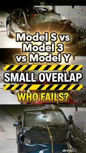 TESLA Model S vs Model 3 vs Model Y — Small Overlap Crash Test. Who Fails?