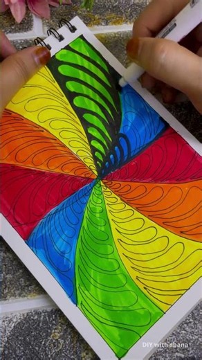 Rainbow Spiral Art 🌈✨ | Easy Colorful Marker Drawing #shorts #diycrafts #sketchbookart