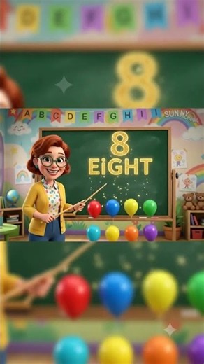 Learn Number 8 | Eight for Kids 🎈 | Preschool Learning | 3D Cartoon Animation #Shorts