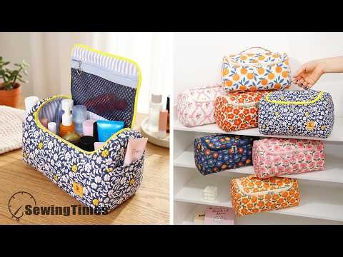 How to Sew an Open-Top Boxy Pouch | DIY Wide Open Travel Cosmetic Bag