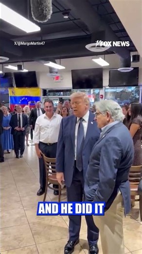 'BEST PRESIDENT': Trump visits a local Venezuelan restaurant to say hello to customers