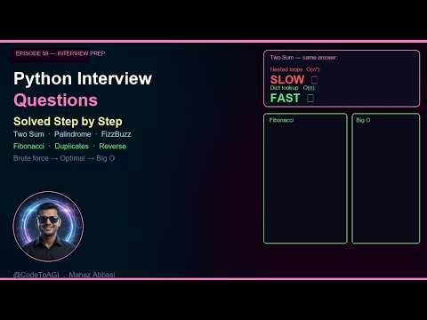 Top Python Interview Questions — Solved Step by Step | Ep 59 | CodeToAGI