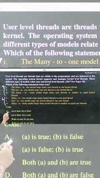 UGC NET ICT PYQ | Thread Mapping Models and Degree of Concurrency | Many to One One to One